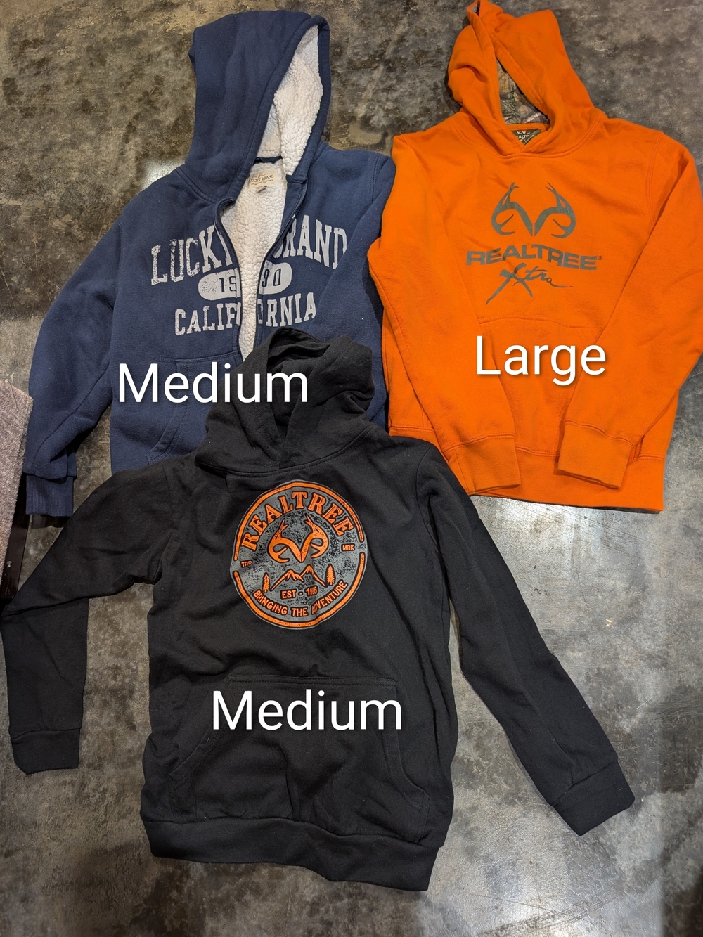 Realtree Kids' Black Hoodies And 1 Fleece Lined Jacket Size M-L